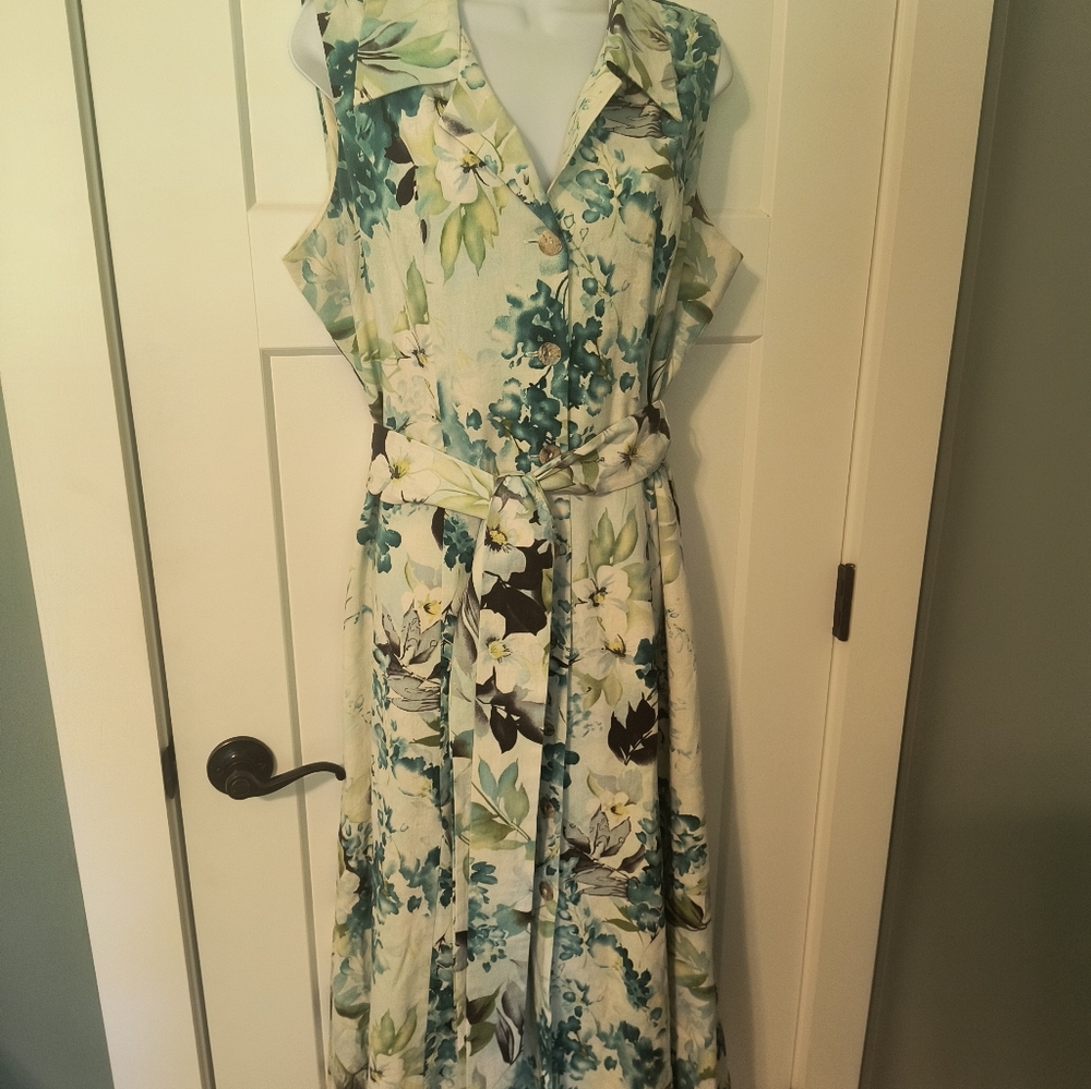 Coldwater Creek Green and Blue Wrap Sundress